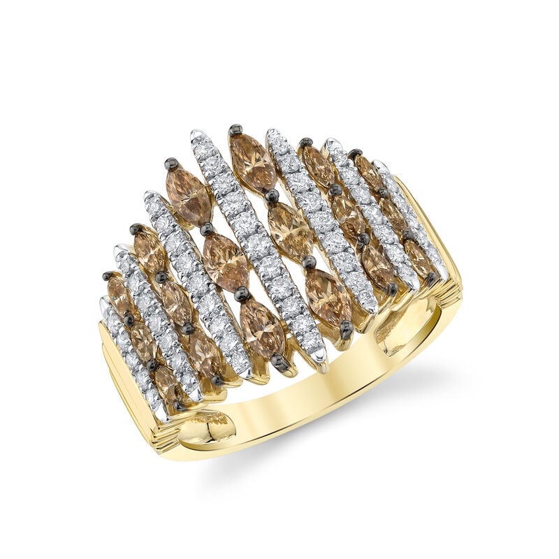 Cocoa & White Diamond 1 1/2ctw. Fashion Ring in 10k Yellow Gold image number null